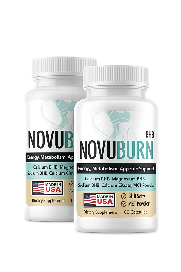 NovuBurn capsule bottles — 60 capsules per bottle as shown on the current label